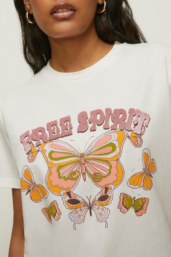 Oasis Free Spirit Flocked Deep Cuff T-shirt 2