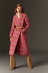 Oasis Pink Houndstooth Wool Mix Long Line Coat thumbnail 1