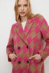 Oasis Pink Houndstooth Wool Mix Long Line Coat thumbnail 2