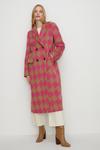 Oasis Pink Houndstooth Wool Mix Long Line Coat thumbnail 3