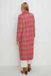 Oasis Pink Houndstooth Wool Mix Long Line Coat thumbnail 4