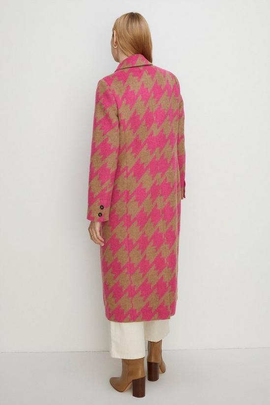 Oasis Pink Houndstooth Wool Mix Long Line Coat 4