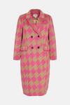 Oasis Pink Houndstooth Wool Mix Long Line Coat thumbnail 5