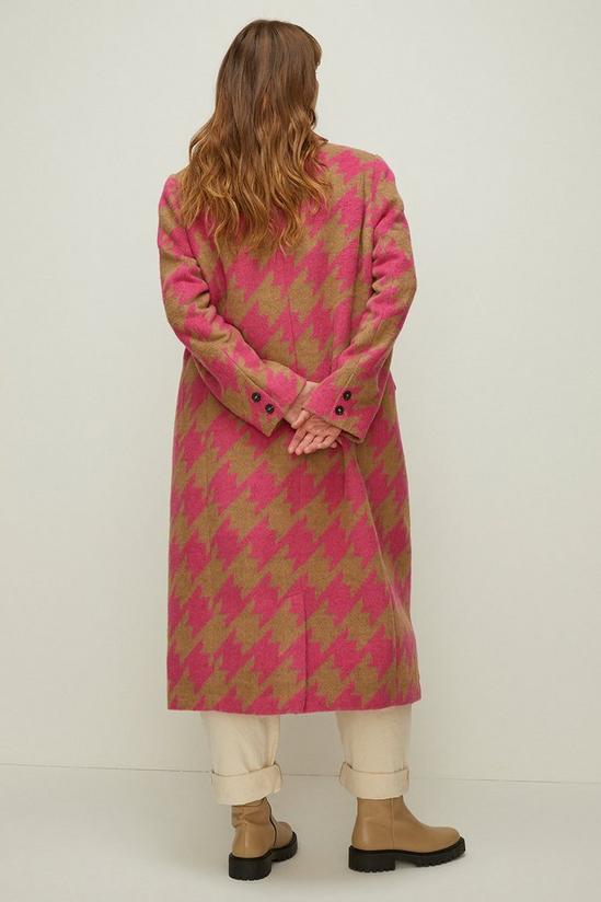 Oasis Plus Size Pink Houndstooth Wool Mix Long Coat 3