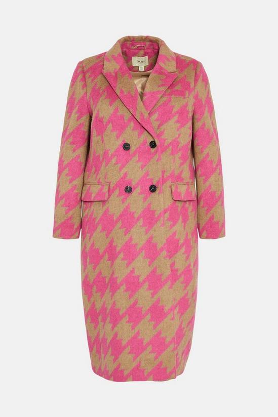 Oasis Plus Size Pink Houndstooth Wool Mix Long Coat 4