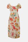 Oasis Linen Mix Ruched Sleeve Fruit Printed Dress thumbnail 4