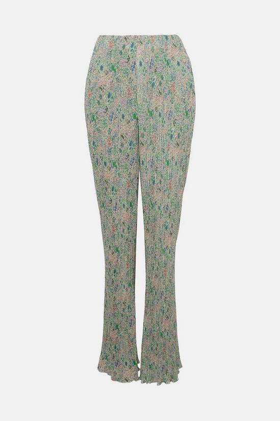 Oasis Petite Floral Print Plisse Flare Trouser 4
