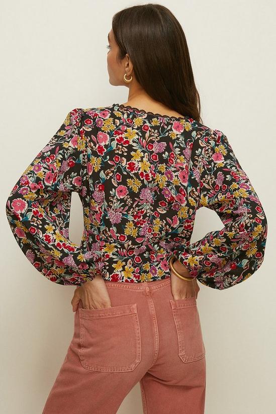 Oasis Lace Trim Floral Print Button Blouse 3