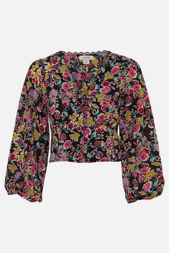 Oasis Lace Trim Floral Print Button Blouse 4