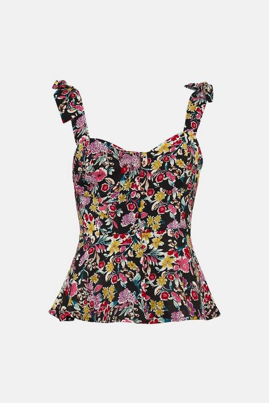 Oasis Floral Printed Tie Strap Button Cami Top 4