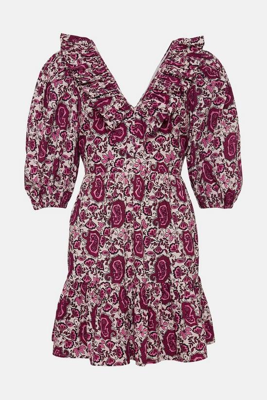 Oasis Paisley Printed Puff Sleeve Aline Dress 4