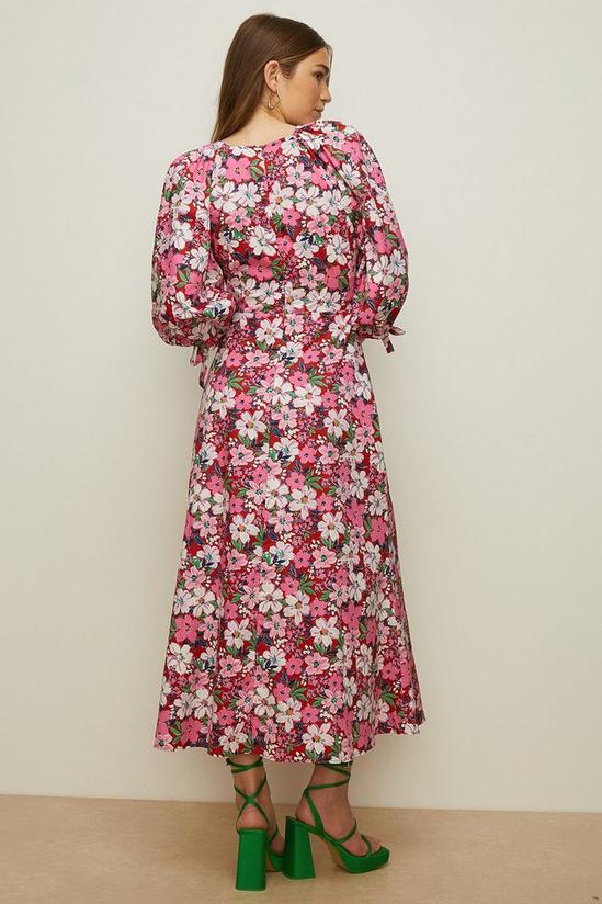 Oasis Artbox Floral Tie Cuff Printed Midi Dress 3