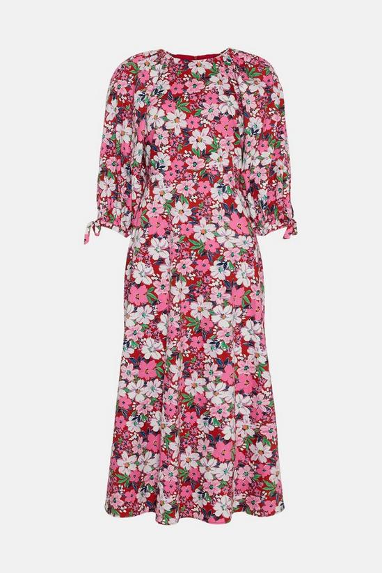 Oasis Artbox Floral Tie Cuff Printed Midi Dress 4