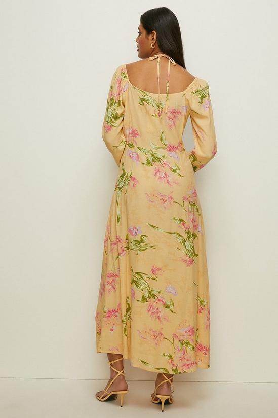 Oasis Keyhole Tie Detail Floral Printed Midi Dress 3