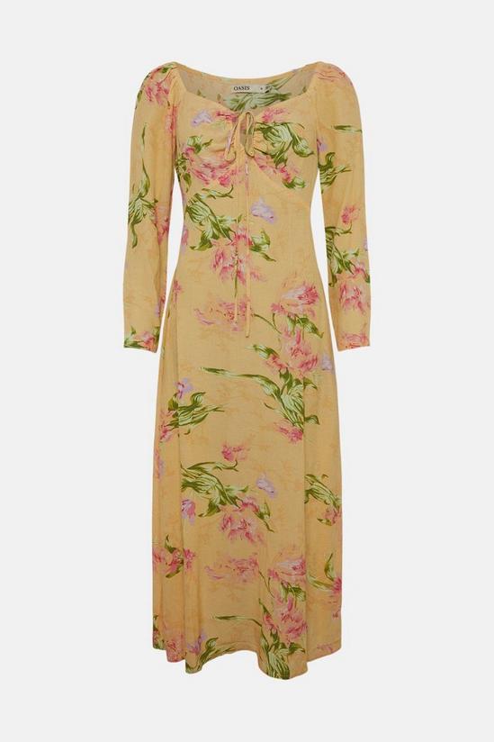 Oasis Keyhole Tie Detail Floral Printed Midi Dress 4