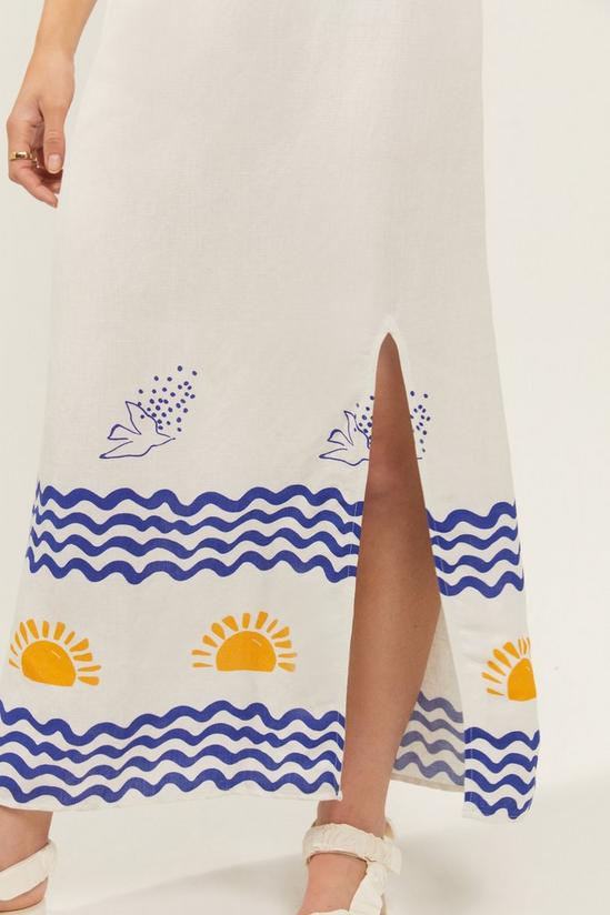 Oasis Oasis x Charlie Taylor Embroidered Linen Mix Wave Sunshine Midi Dress 2