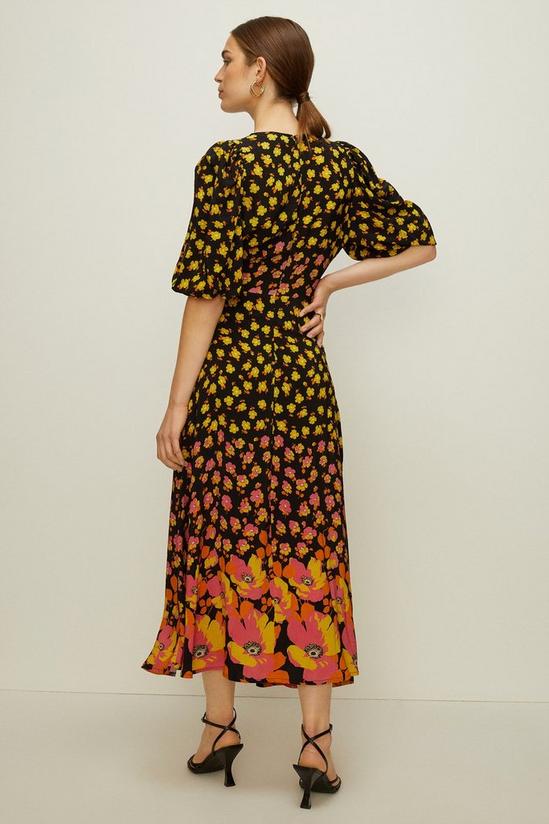 Oasis Poppy Border Printed V Plunge Midi Dress 3