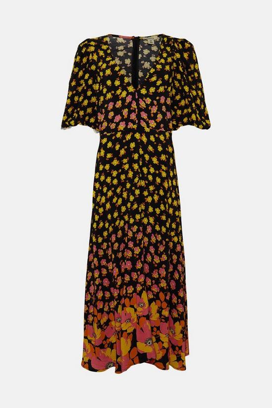 Oasis Poppy Border Printed V Plunge Midi Dress 4