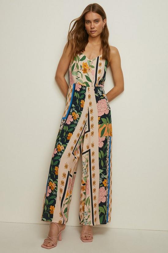 Oasis Border Scarf Print Strappy Jumpsuit 1