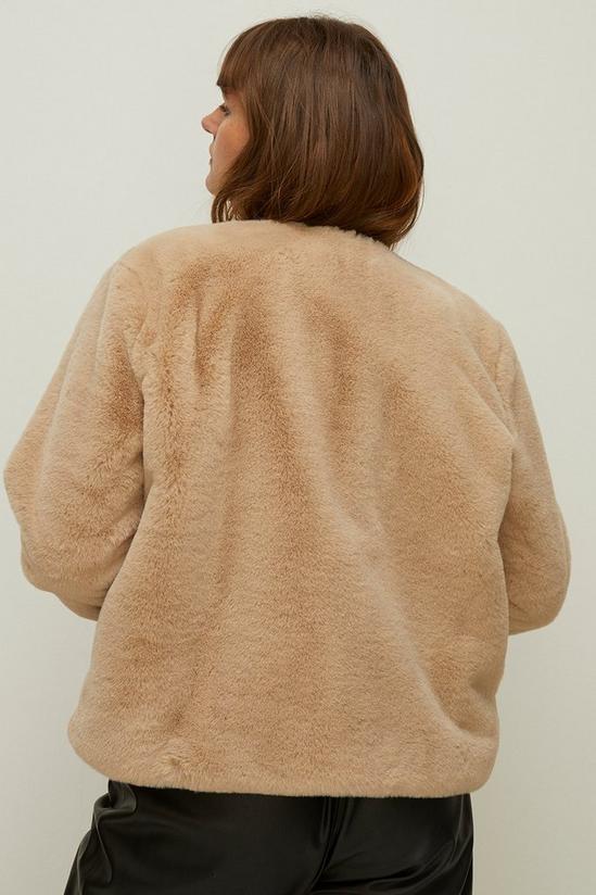 Oasis Plus Size Faux Fur Collarless Coat 3