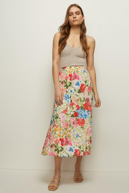 Oasis Floral Pleated Midi Skirt 1