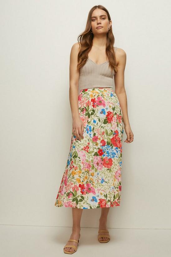 Oasis Petite Floral Pleated Midi Skirt 1
