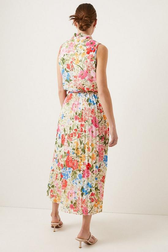 Oasis Floral Sleeveless Pussybow Pleat Dress 3