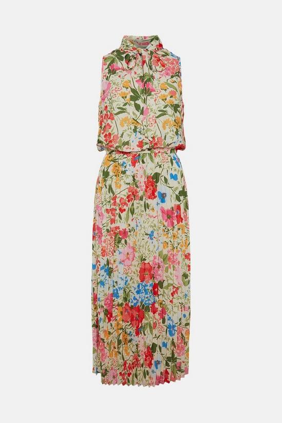 Oasis Floral Sleeveless Pussybow Pleat Dress 4