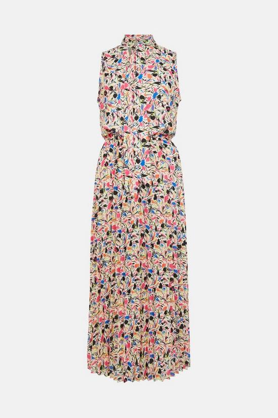 Oasis Bright Floral Sleeveless Pussybow Pleat Dress 4