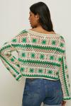 Oasis Crochet Look Floral Embroidered Knitted Top thumbnail 3