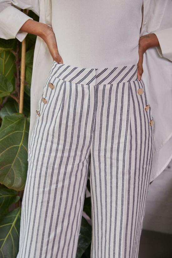 Oasis Stripe Linen Look Wide Leg Trouser 2