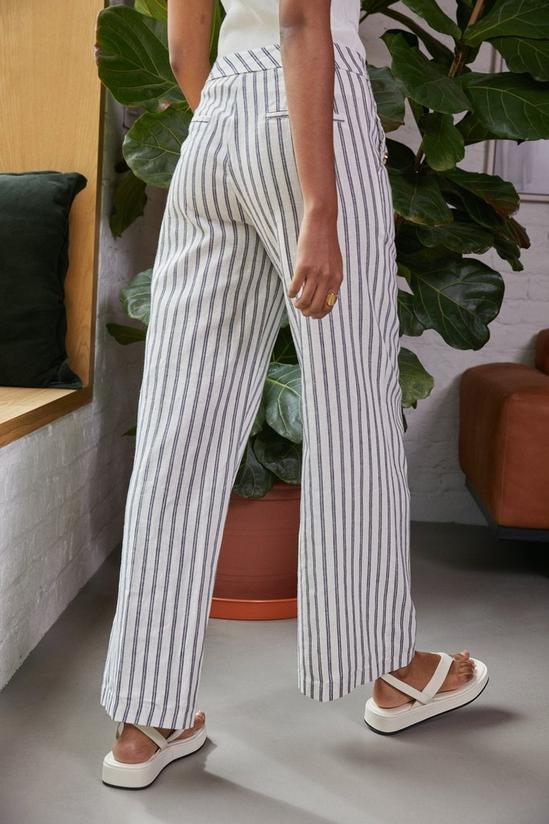 Oasis Stripe Linen Look Wide Leg Trouser 3