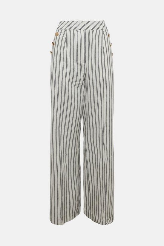 Oasis Stripe Linen Look Wide Leg Trouser 4