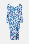 Oasis Petite Printed Floral Puff Sleeve Midi Dress thumbnail 4