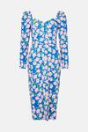 Oasis Printed Floral Puff Sleeve Midi Dress thumbnail 4