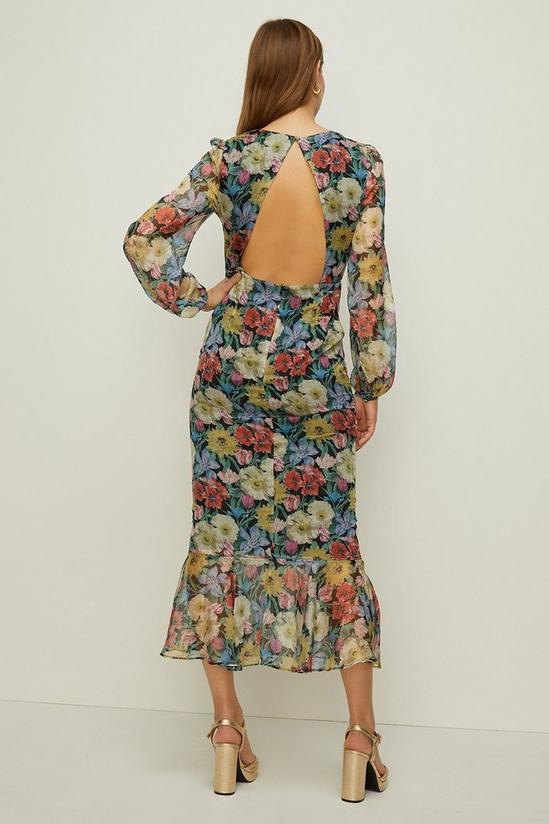 Oasis Floral Plunge V Neck Midi Dress 3