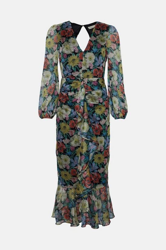 Oasis Floral Plunge V Neck Midi Dress 4