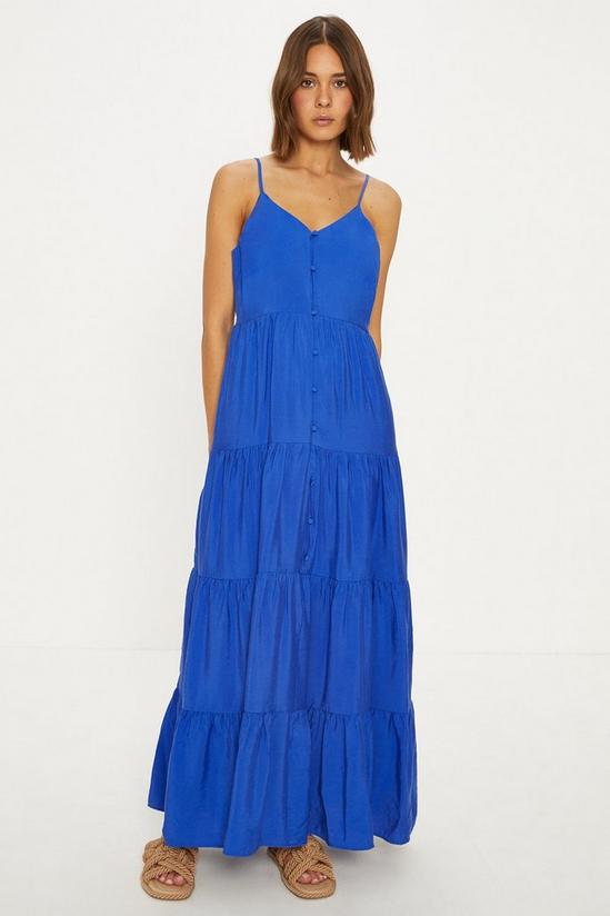 Oasis Button Front Textured Tiered Maxi Dress 2
