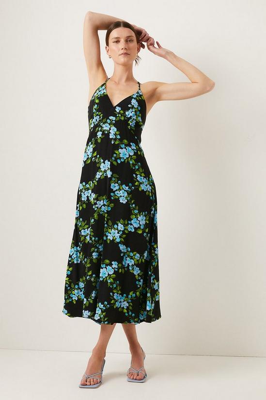 Oasis Floral Check Strappy Midi Dress 1