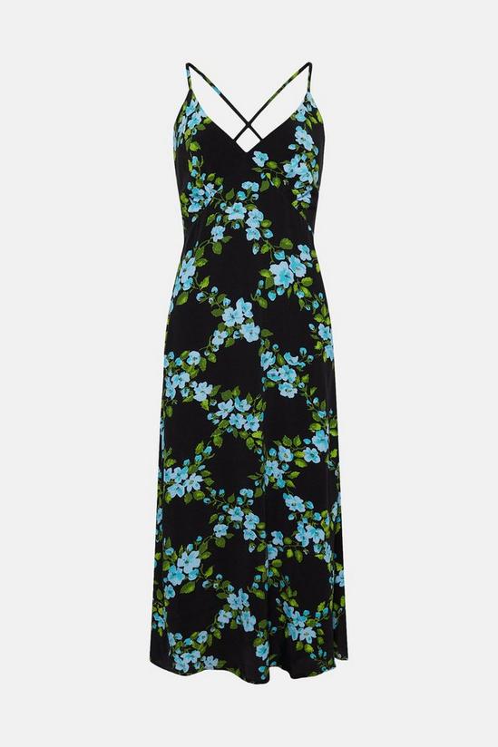Oasis Floral Check Strappy Midi Dress 4