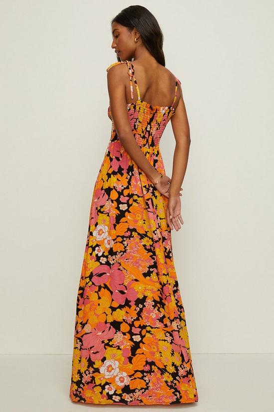 Oasis Retro Floral Shirred Maxi Dress 3