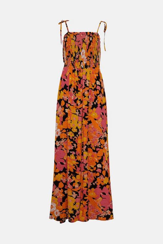 Oasis Retro Floral Shirred Maxi Dress 4