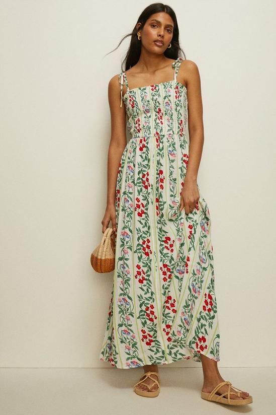 Oasis Stripe Floral Shirred Maxi Dress 2