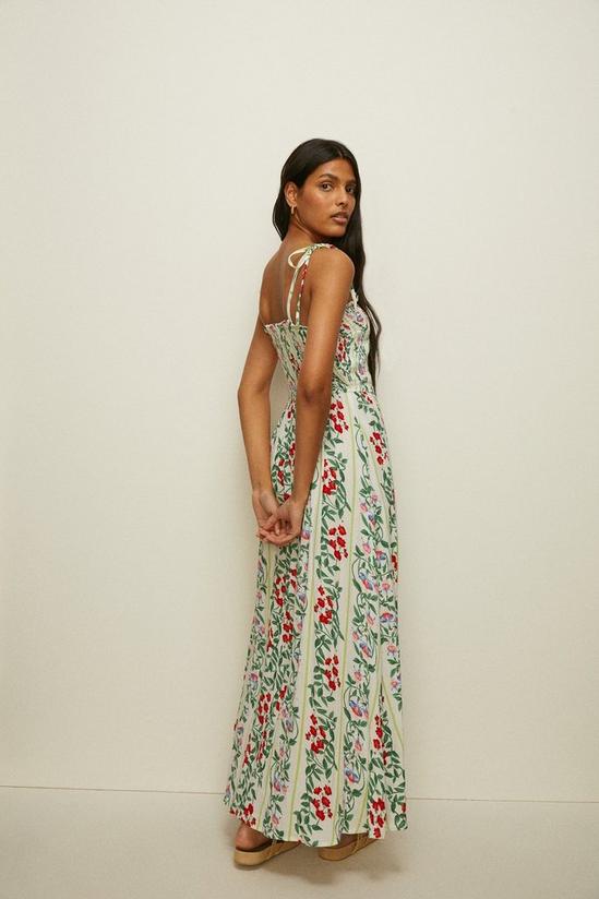 Oasis Stripe Floral Shirred Maxi Dress 3