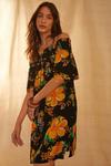 Oasis Short Sleeve Floral Bardot Mini Dress thumbnail 2