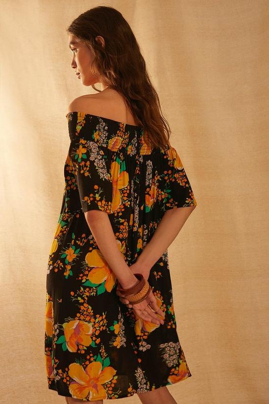 Oasis Short Sleeve Floral Bardot Mini Dress 3