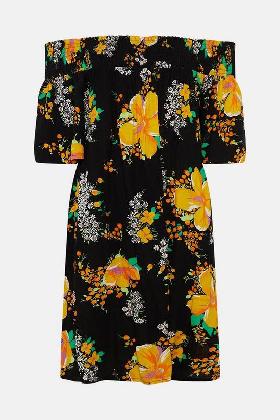 Oasis Short Sleeve Floral Bardot Mini Dress 4