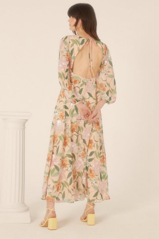 Oasis Sequin Floral V Neck Midi Dress 3