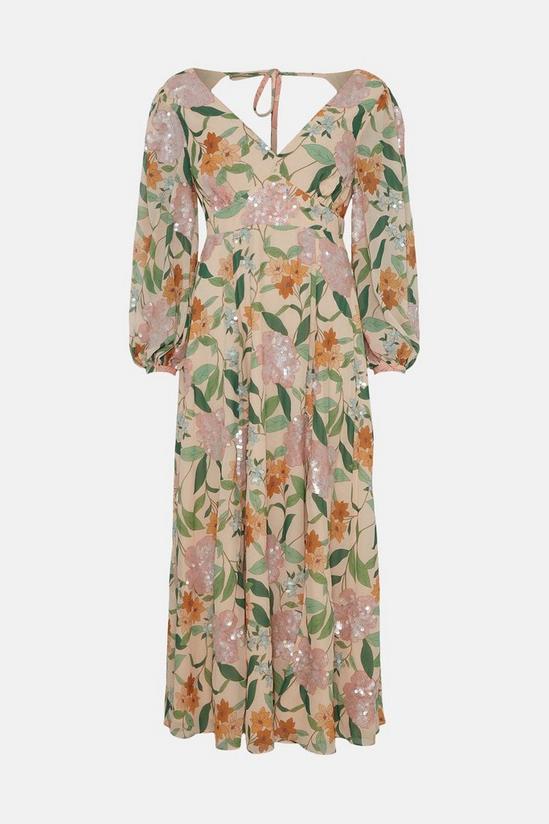 Oasis Sequin Floral V Neck Midi Dress 4