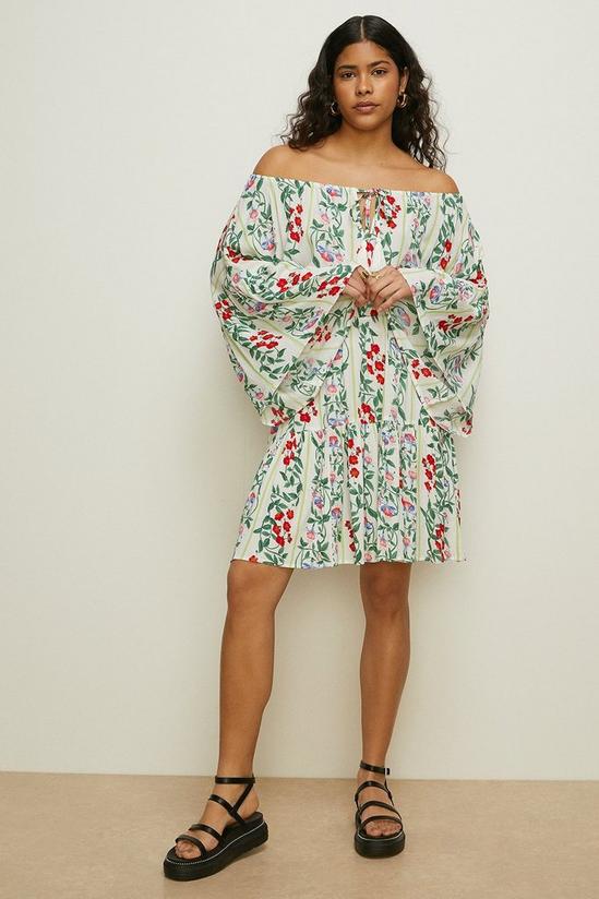 Oasis Stripe Floral Bardot Dress 2